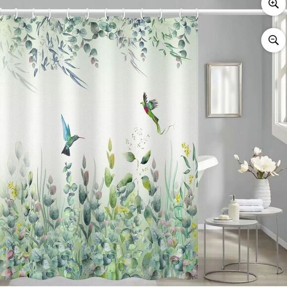 Floral Hummingbird Shower Curtain - Picture 1 of 4